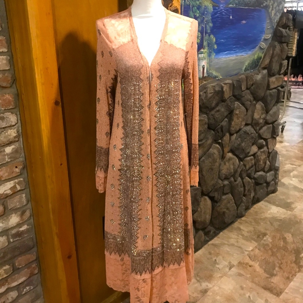 NWT T-Party Peach Open Drape Cardigan Small